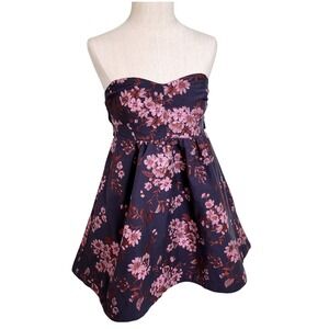 Free People Mini Dress Womens S Matilda Floral Strapless Sweetheart Tie Back